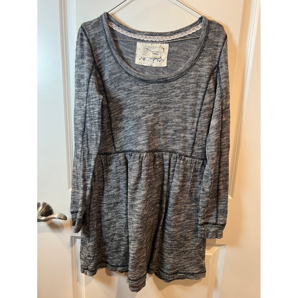Saturday Sunday Womens Tunic Babydoll Empire Waist Marled Grey S